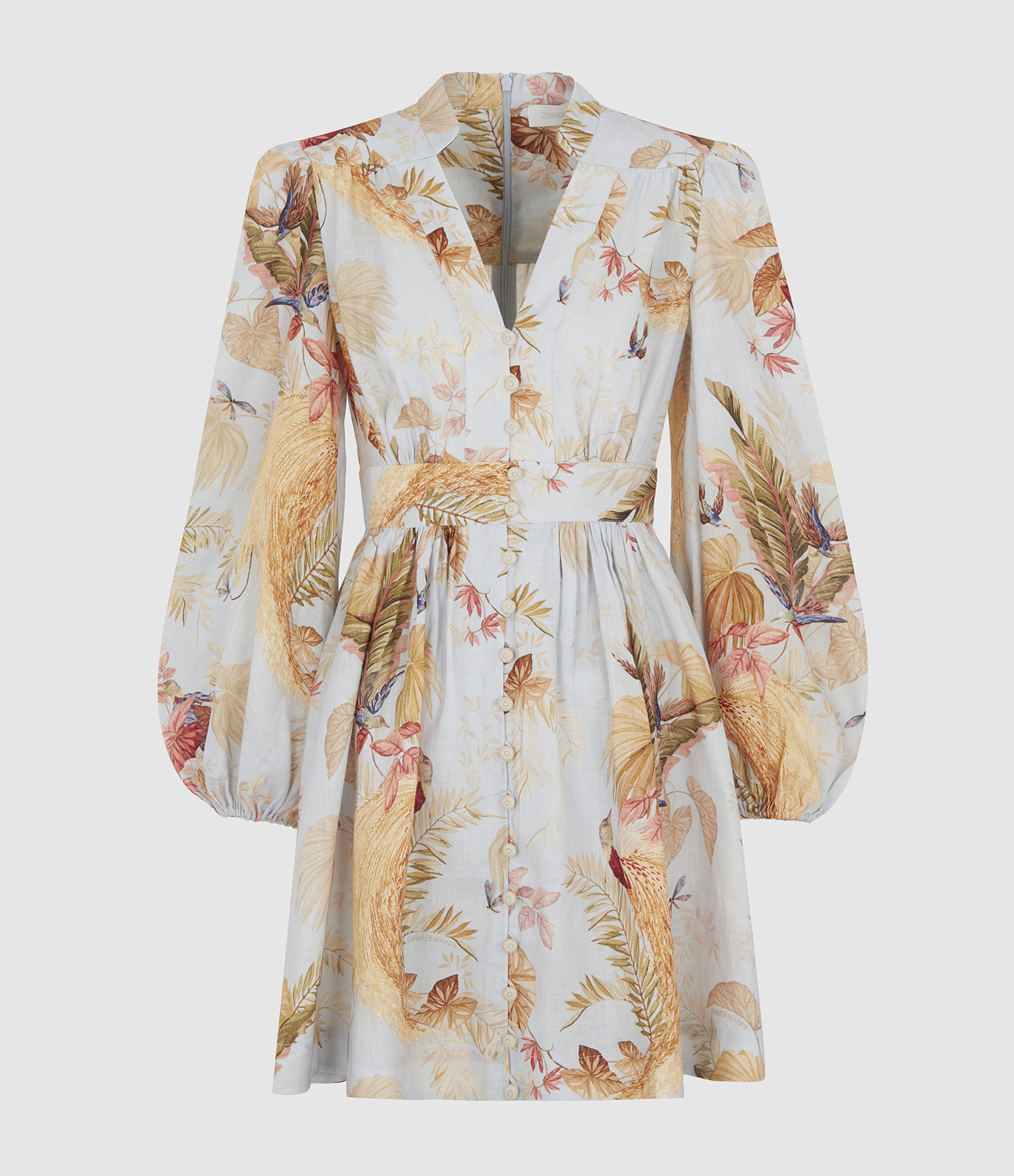 Robe Courte Ascension  Light Blue Palm Floral