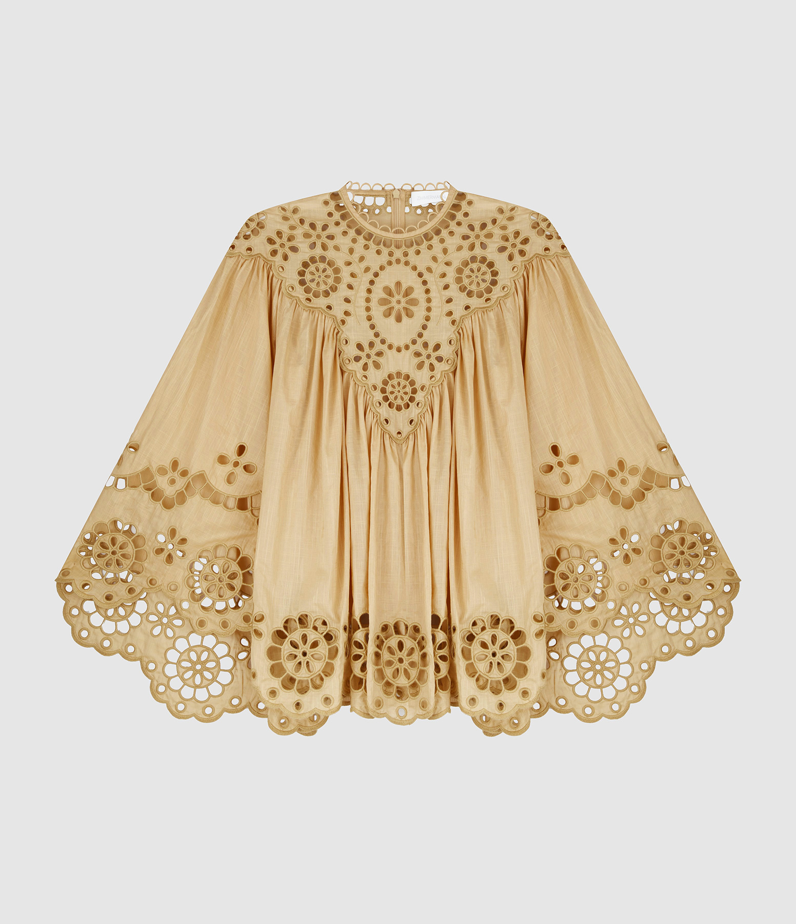 Top Awaken Embroidered Yoke Blouse Straw
